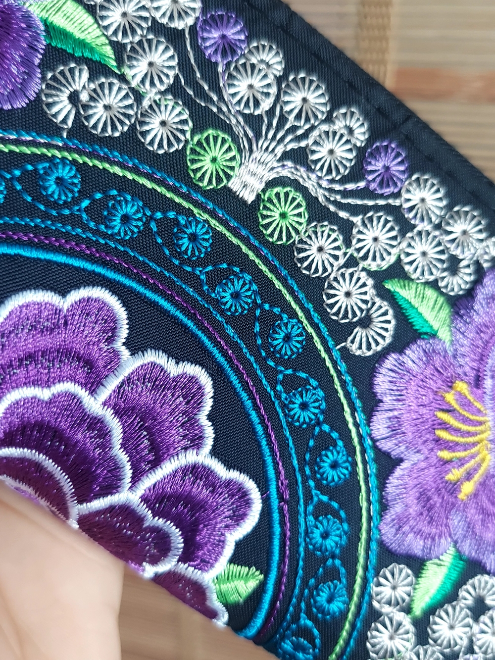 Embroidered Purple Floral Women's Wallet Clutch - Picture 3 of 8